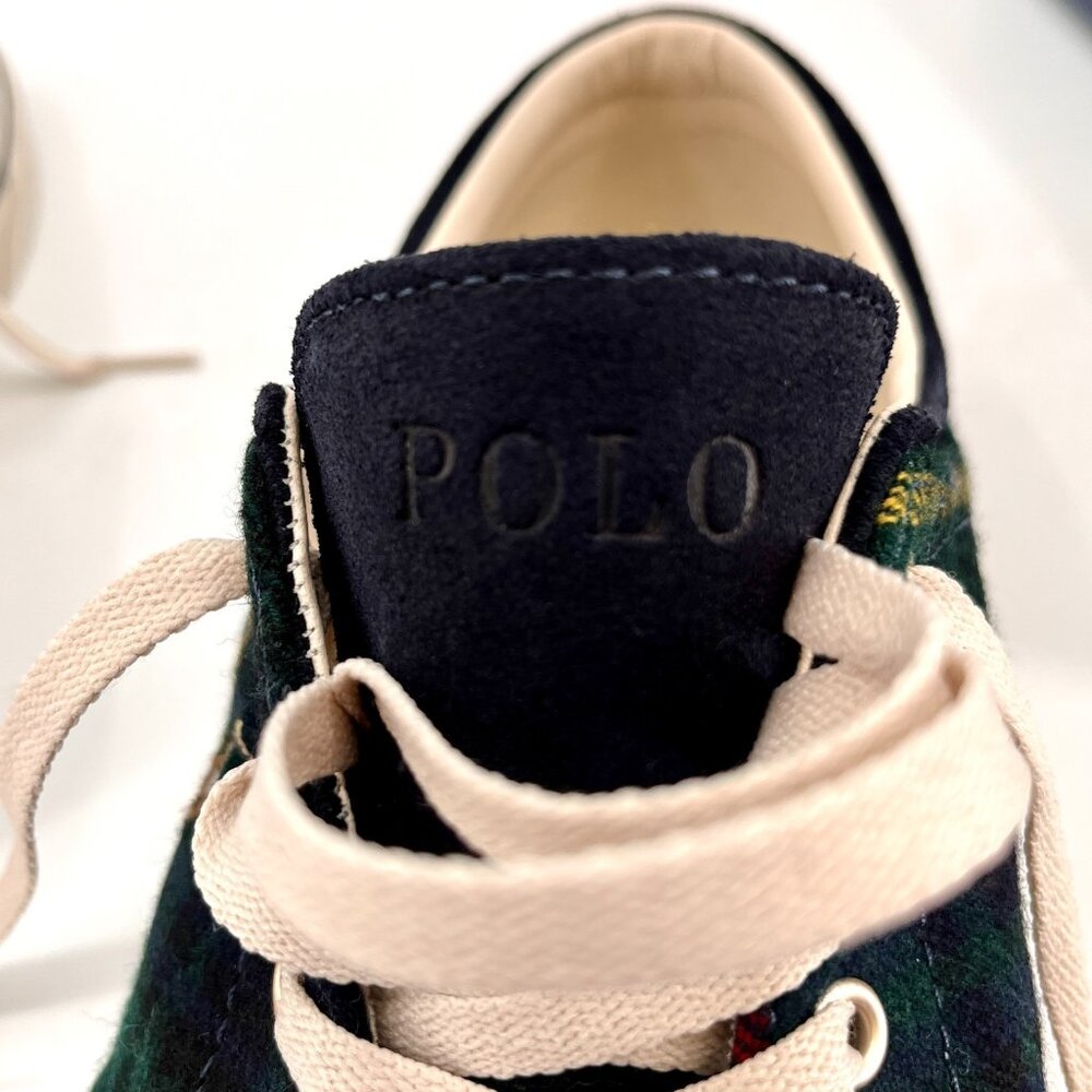 Polo Ralph Lauren Keaton Pony Sneaker Size 11 Chambray Herringbone Shoes - Picture 10 of 14